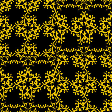 Tribal seamless pattern. Vector hand drawn batik motif ready for your textile print. Aztec, african, and asian floral ethnic style. Retro drawing illustration.