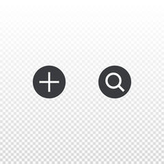 Vector add and search icon isolated on transparent background. Element for design search, app, chat, messenger or website