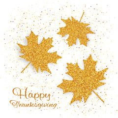 Happy Thanksgiving Day background with autumn leaves.