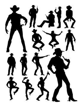 Cowboy and cowgirl detail silhouette. Good use for symbol, logo, web icon, mascot, sign, or any design you want.