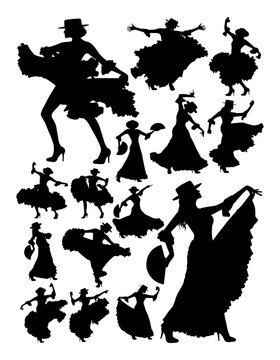 Silhouette of beautiful woman dancing flamenco. Good use for symbol, logo, web icon, mascot, sign, or any design you want.