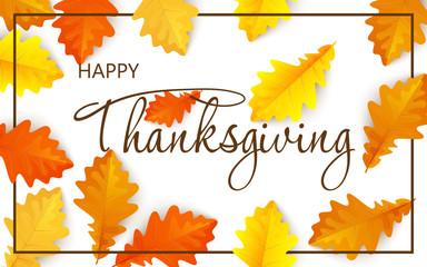 Happy Thanksgiving Card with autumn map leave