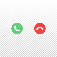 Vector red and green phone icon isolated on white background. Element for design interface mobile app or website
