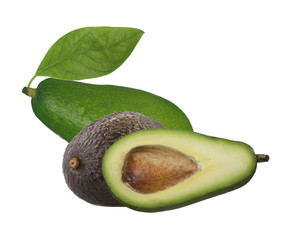 avocado with leaf isolated