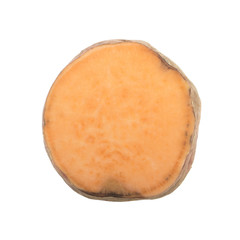 slice of orange sweet potato isolated on white background