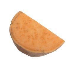 slice of orange sweet potato isolated on white background