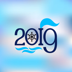 Happy New Year 2019 abstract banner nautical style