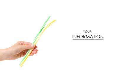 Cocktail tubes colorful in hand pattern on white background isolation