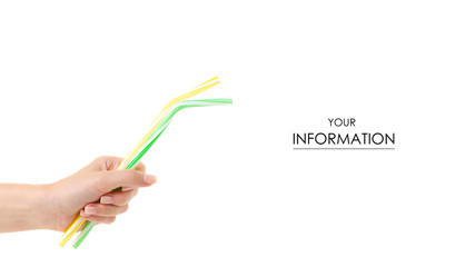 Cocktail tubes colorful in hand pattern on white background isolation