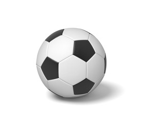 Obraz premium 3d rendering of a single black and white leather ball for playing football or soccer.