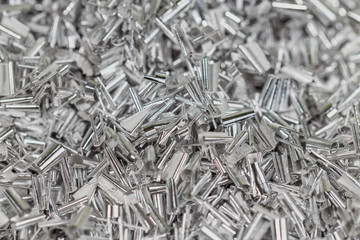 Aluminum shavings. exture of aluminum chips. Selective Focus
