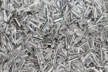 Aluminum shavings. exture of aluminum chips. Selective Focus
