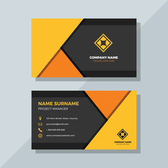 Yellow and Black Business Card with Geometric Shapes