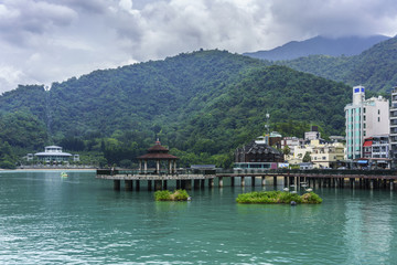 Fototapeta na wymiar View from Ita Thao Pier viewing Ropeway (Cable Car) Station , Nantou County , Taiwan