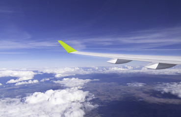 Classic image through aircraft window onto jet engine