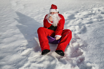 Funny Santa. Snow and winter. 