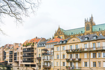 Fototapeta na wymiar Antique building view in Old Town Metz, France