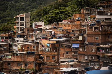 Houses in Santa Marta, one of the slums (favela) of rio de janeiro