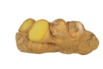 slice of ginger isolated on white background