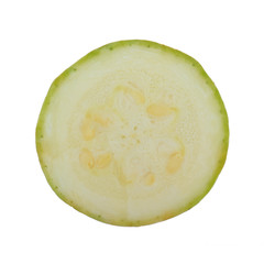 half of green zucchini isolated on white