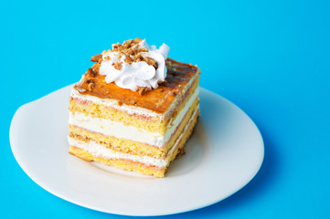 Hommemade banana cake slice on a plate