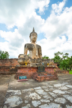 Ancient Buddha in Wat Mae Chon, Sukhothai, Thailand.