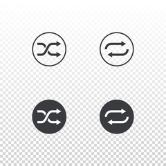 Shuffle and loop icon isolated on transparent background. Outline element for design mobile app, website or music player. Vector interface button