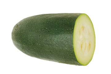 half of green zucchini isolated on white