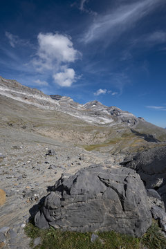 View of the massif of Monte Perdido, Ordesa National Park and Monte Perdido, Torla, Ordesa Valley, Huesca province, Aragón Pyrenees, Aragon ,Spain, Europe