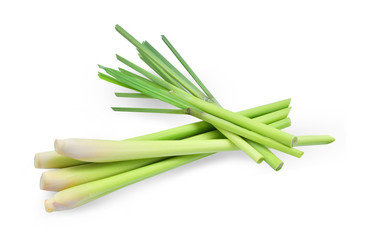 fresh Lemongrass with slice isolated on white background