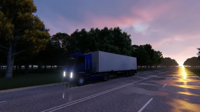 Trucker goes on night road
