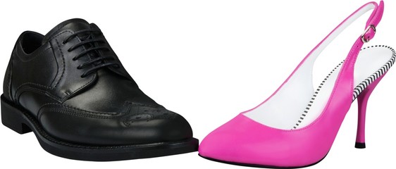 High heel and black men's dress shoe