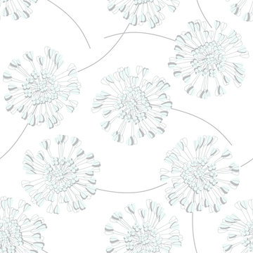 Seamless floral pattern with abstract plants. Vector monochrome illustration on a white background.