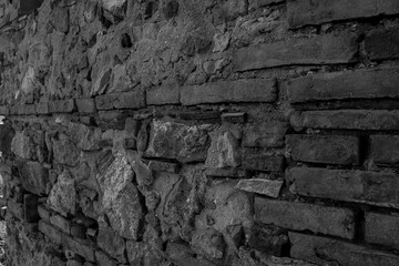 Brick wall black and white
