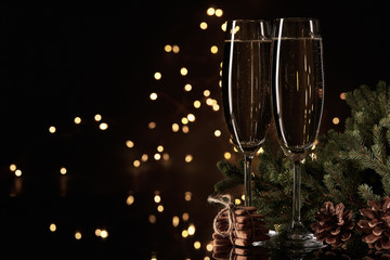 Champagne. New year and Christmas.