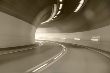 Tableaux ronds sur plexiglas Tunnel Autoroute Route Tunnel