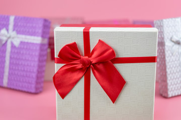 gift box on pink background