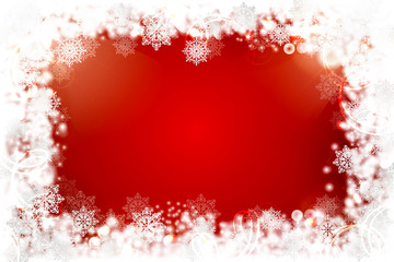 Red christmas background with snowflakes. Vector illustration