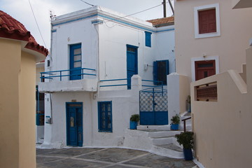 Fototapeta na wymiar Residential house in mountain village Piles on Karpathos in Greece