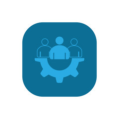 Teamwork icon. Business team, collaboration, gear icon. Vector illustration, flat design.