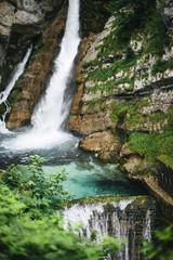 Fototapeta na wymiar Savica waterfall at Bohinj Valley, Slovenia
