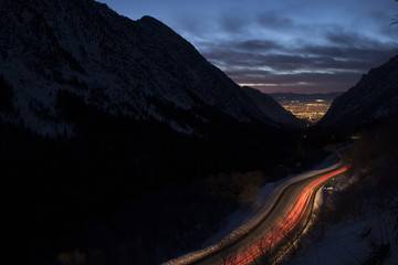Car Lights, Little Cottonwood Canyon, Utah