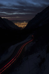 Car Lights, Little Cottonwood Canyon, Utah