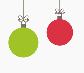 Two Christmas balls hanging