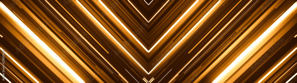 Fototapete lots of digital glowing diagonal lines with different lengths and thicknesses and small particles. a
