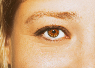 A beautiful insightful look woman's eye. Close up shot.