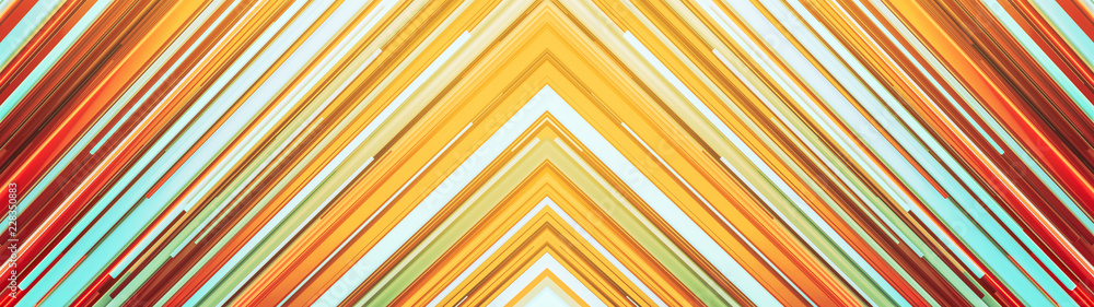 Poster lots of digital glowing diagonal lines with different lengths and thicknesses and small particles. a