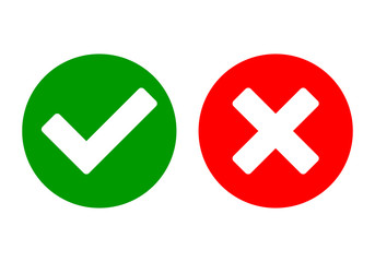 Check mark vector. green check mark and red cross.