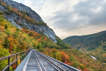 Crawford notch state park and valley in the White mountains forest reserve at Fall with colorful...
