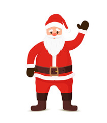 Vector cartoon Santa Claus welcoming with hello